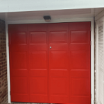 Red side hinged garage door Lichfield