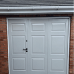 Custom colour side hinged door with Black ironmongery. Installed in Oswestry, Shropshire